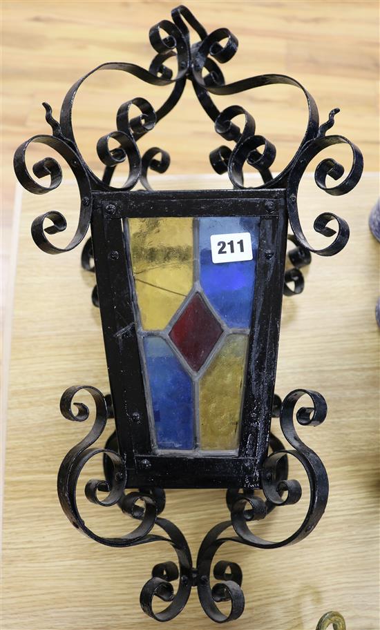 A stained glass hall lantern